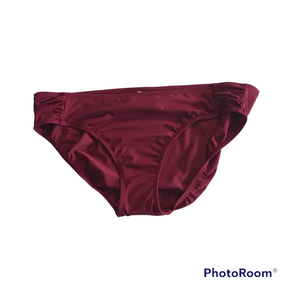 Merona Womens Swim Hipster Bikini Bottom Size XL color wine pull on NWT